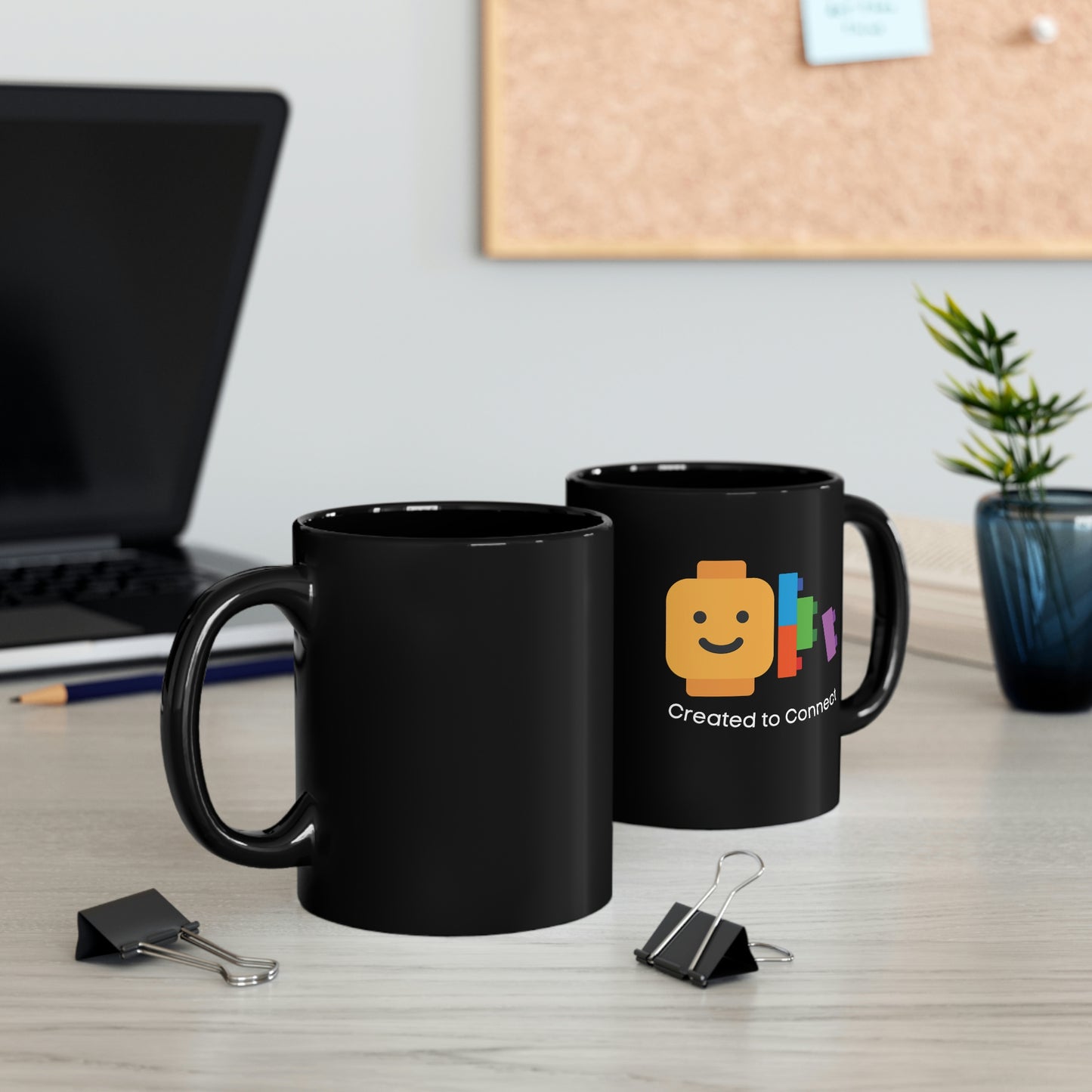 Created to Connect Positive Message 11oz Black Mug